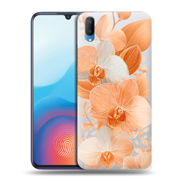 Пластиковый чехол на Vivo V11 с принтом Бежевые цветы