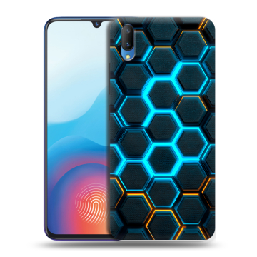 Пластиковый чехол на Vivo V11 с принтом Неоновые соты