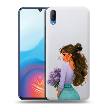 Пластиковый чехол на Vivo V11 с принтом девушка цветы
