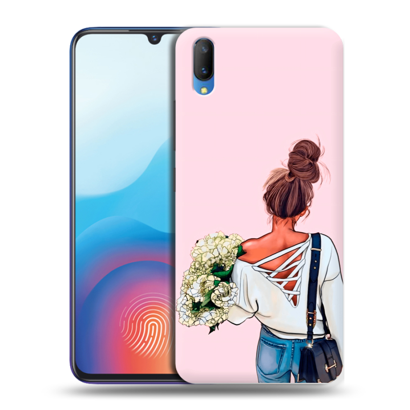 Пластиковый чехол на Vivo V11 с принтом Девушка и букет Пластиковый чехол на Vivo V11 с принтом Девушка и букет