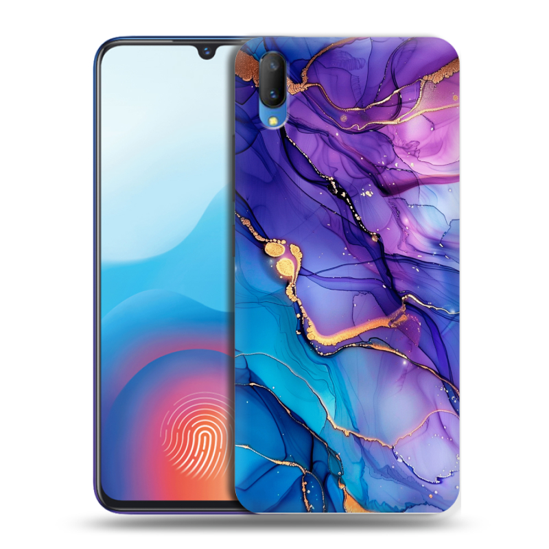 Пластиковый чехол на Vivo V11 с принтом синий мрамор Пластиковый чехол на Vivo V11 с принтом синий мрамор