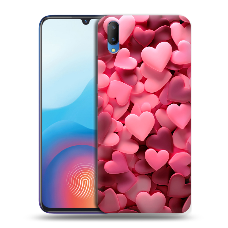 Пластиковый чехол на Vivo V11 с принтом розовые сердечки Пластиковый чехол на Vivo V11 с принтом розовые сердечки