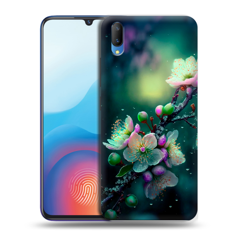 Пластиковый чехол на Vivo V11 с принтом Цветы и мрамор Пластиковый чехол на Vivo V11 с принтом Цветы и мрамор