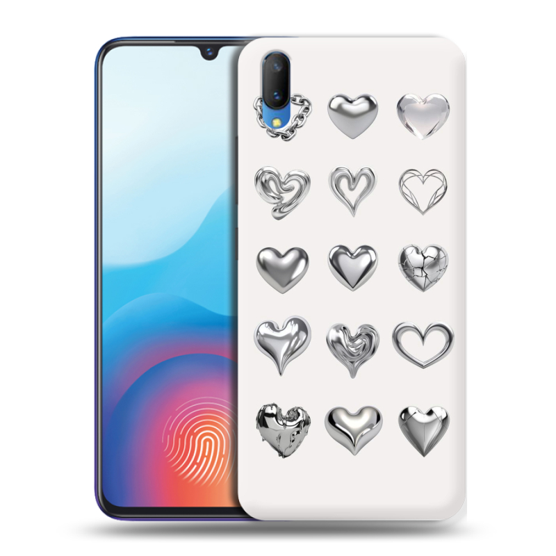 Пластиковый чехол на Vivo V11 с принтом Y2K сердечки Пластиковый чехол на Vivo V11 с принтом Y2K сердечки