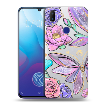 Пластиковый чехол на Vivo V11i с принтом Бабочки и цветы