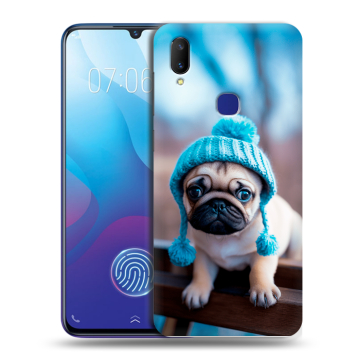 Пластиковый чехол на Vivo V11i с принтом Мопс в шапке