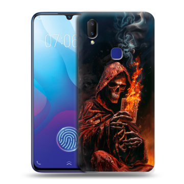 Пластиковый чехол на Vivo V11i с принтом Скелет и карты