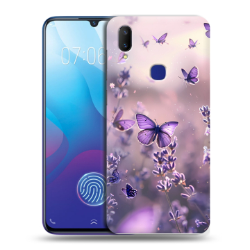 Пластиковый чехол на Vivo V11i с принтом бабочки и лаванда
