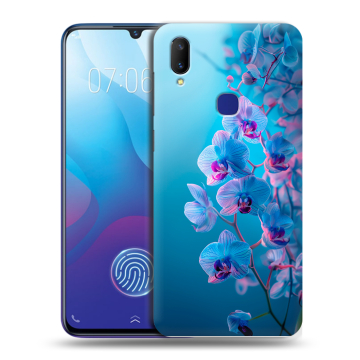 Пластиковый чехол на Vivo V11i с принтом голубые орхидеи