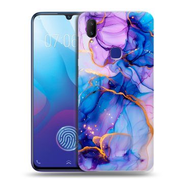 Пластиковый чехол на Vivo V11i с принтом синий мрамор