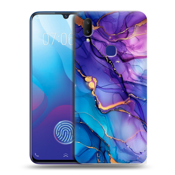 Пластиковый чехол на Vivo V11i с принтом синий мрамор
