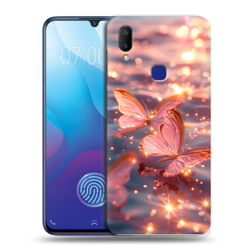Пластиковый чехол на Vivo V11i с принтом бабочки розовые