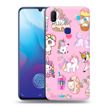Пластиковый чехол на Vivo V11i с принтом розовые единороги