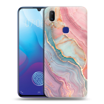 Пластиковый чехол на Vivo V11i с принтом розовый мрамор