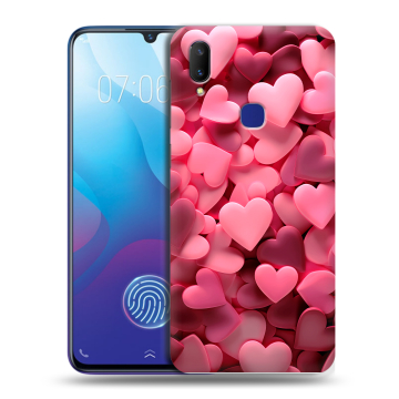 Пластиковый чехол на Vivo V11i с принтом розовые сердечки