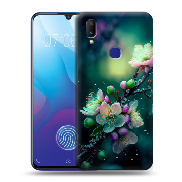 Пластиковый чехол на Vivo V11i с принтом Цветы и мрамор