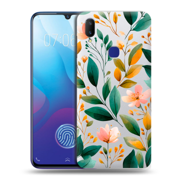 Пластиковый чехол на Vivo V11i с принтом Цветы паттерн