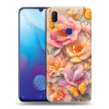 Пластиковый чехол на Vivo V11i с принтом Цветы и бабочки