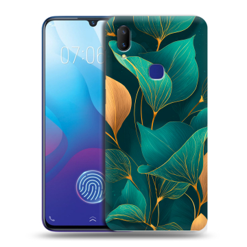 Пластиковый чехол на Vivo V11i с принтом Листья и золото