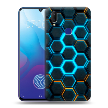 Пластиковый чехол на Vivo V11i с принтом Неоновые соты