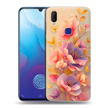 Пластиковый чехол на Vivo V11i с принтом Цветы и бабочки