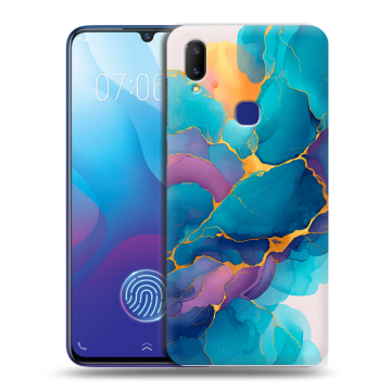 Пластиковый чехол на Vivo V11i с принтом Мрамор блестки