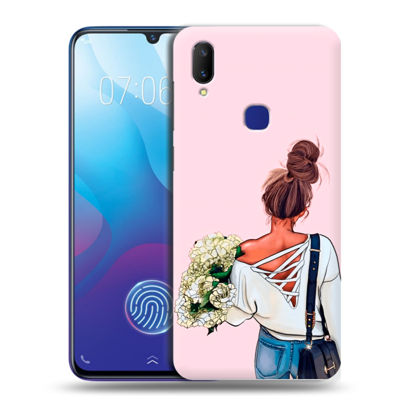Пластиковый чехол на Vivo V11i с принтом Девушка и букет Пластиковый чехол на Vivo V11i с принтом Девушка и букет