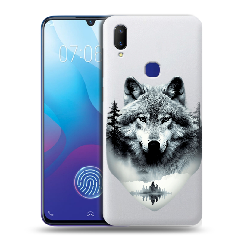Пластиковый чехол на Vivo V11i с принтом Волк в лесу Пластиковый чехол на Vivo V11i с принтом Волк в лесу