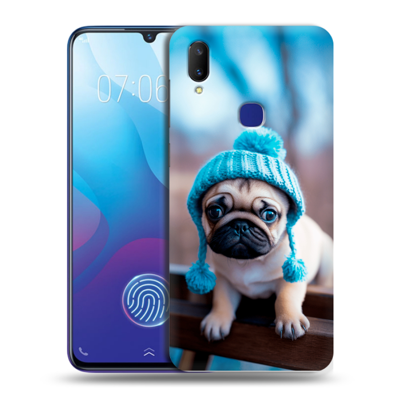 Пластиковый чехол на Vivo V11i с принтом Мопс в шапке Пластиковый чехол на Vivo V11i с принтом Мопс в шапке