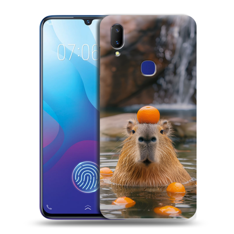 Пластиковый чехол на Vivo V11i с принтом Капибара с апельсином Пластиковый чехол на Vivo V11i с принтом Капибара с апельсином