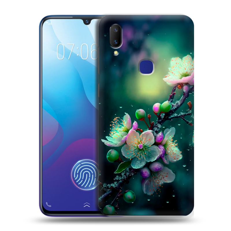 Пластиковый чехол на Vivo V11i с принтом Цветы и мрамор Пластиковый чехол на Vivo V11i с принтом Цветы и мрамор