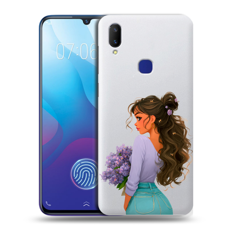Пластиковый чехол на Vivo V11i с принтом девушка цветы Пластиковый чехол на Vivo V11i с принтом девушка цветы
