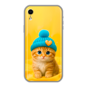 Силиконовый чехол на Iphone Xr с принтом Котенок в шапке
