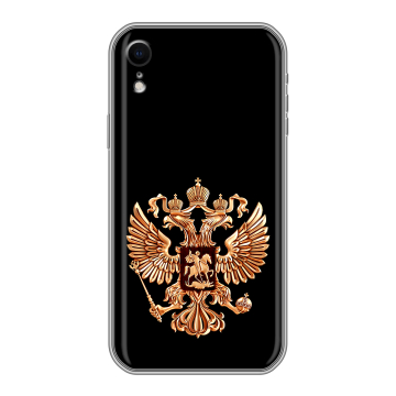 Силиконовый чехол на Iphone Xr с принтом Герб России золотой Силиконовый чехол на Iphone Xr с принтом Герб России золотой