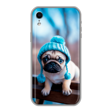 Силиконовый чехол на Iphone Xr с принтом Мопс в шапке