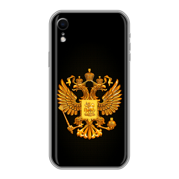 Силиконовый чехол на Iphone Xr с принтом Герб России желтый