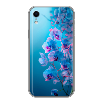 Силиконовый чехол на Iphone Xr с принтом голубые орхидеи
