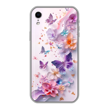 Силиконовый чехол на Iphone Xr с принтом цветы бабочки Силиконовый чехол на Iphone Xr с принтом цветы бабочки