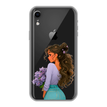 Силиконовый чехол на Iphone Xr с принтом девушка цветы