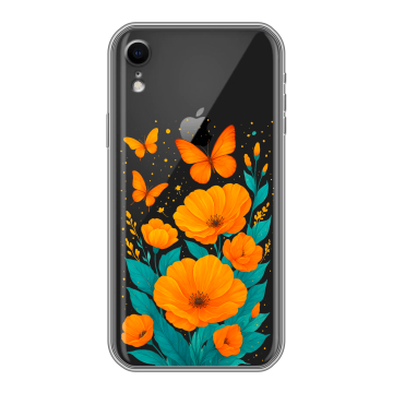 Силиконовый чехол на Iphone Xr с принтом цветы бабочки
