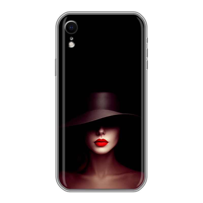 Силиконовый противоударный чехол на Iphone Xr с принтом Девушка в шляпе Силиконовый противоударный чехол на Iphone Xr с принтом Девушка в шляпе