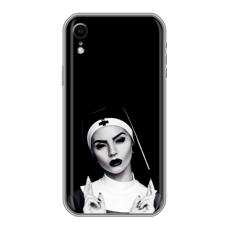 Силиконовый чехол на Iphone Xr с принтом монашка Силиконовый чехол на Iphone Xr с принтом монашка