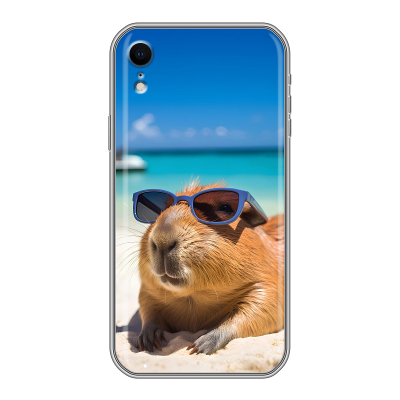 Силиконовый противоударный чехол на Iphone Xr с принтом Капибара Силиконовый противоударный чехол на Iphone Xr с принтом Капибара