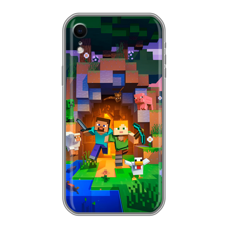 Силиконовый чехол на Iphone Xr с принтом Майнкрафт Minecraft Силиконовый чехол на Iphone Xr с принтом Майнкрафт Minecraft