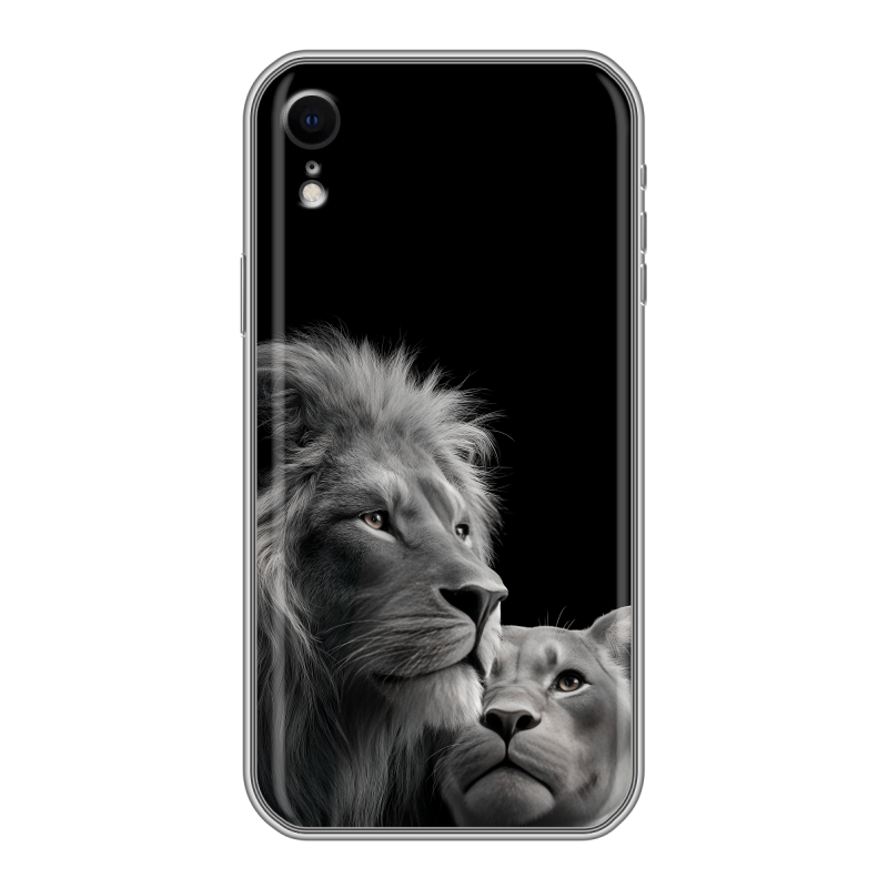 Силиконовый чехол на Iphone Xr с принтом Лев кошки Силиконовый чехол на Iphone Xr с принтом Лев кошки