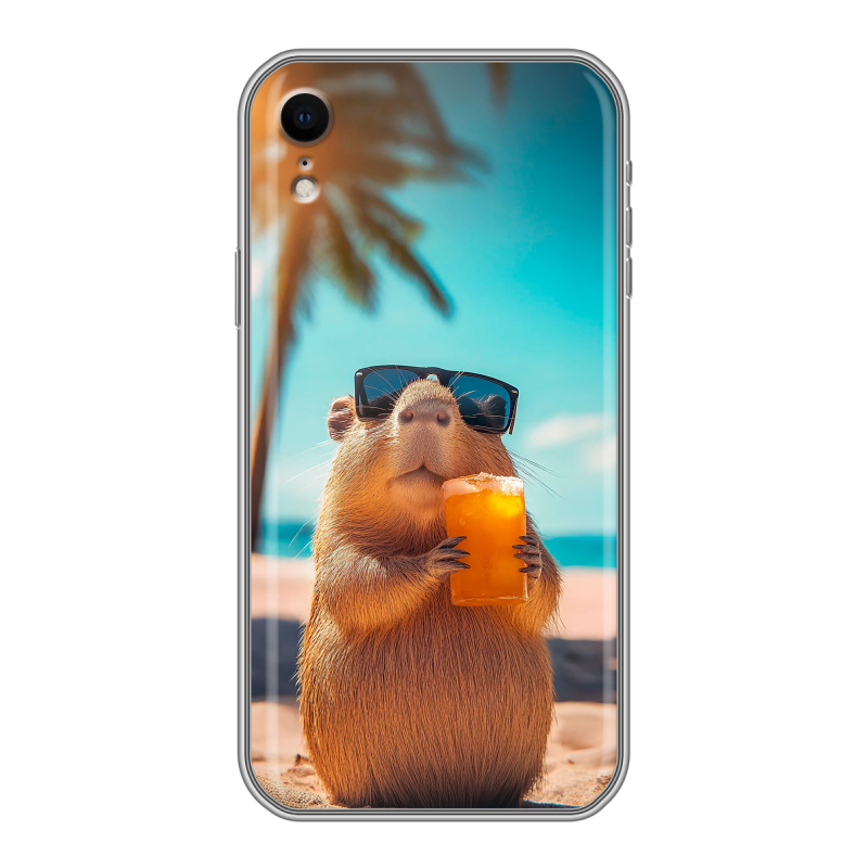 Силиконовый чехол на Iphone Xr с принтом Капибара Силиконовый чехол на Iphone Xr с принтом Капибара