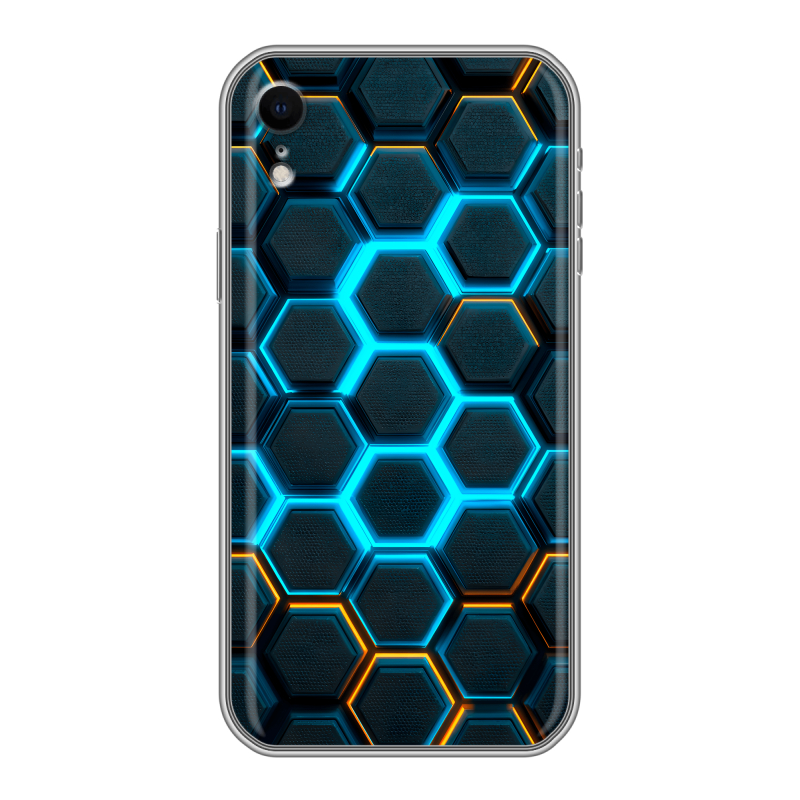 Силиконовый чехол на Iphone Xr с принтом Неоновые соты Силиконовый чехол на Iphone Xr с принтом Неоновые соты