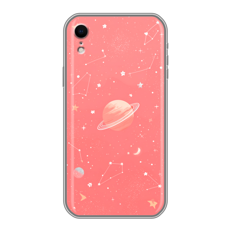 Силиконовый чехол на Iphone Xr с принтом Розовый космос Силиконовый чехол на Iphone Xr с принтом Розовый космос