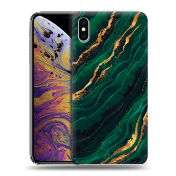 Силиконовый чехол на Iphone Xs Max с принтом Мрамор зеленое золото