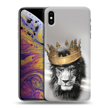Силиконовый чехол на Iphone Xs Max с принтом Лев с короной